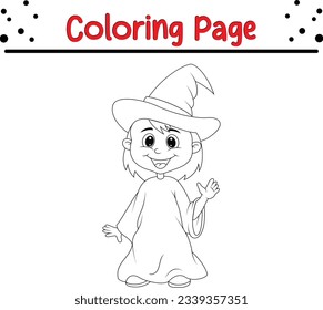 Halloween carton witch. funny Halloween coloring page for kids