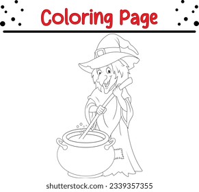 Halloween carton witch. funny Halloween coloring page for kids
