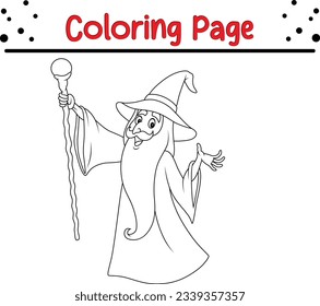 Halloween carton witch. funny Halloween coloring page for kids