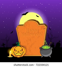 Halloween cartoon background. All Hallows Night holiday design. Vector illustration.