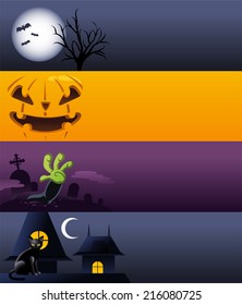 Halloween cartoon banner spooky designs