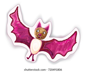Halloween cartoon Bat character. Vector illustration