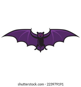 Halloween cartoon bat isolated on white. Bright colorful design element. Eps 10 vector illustration.