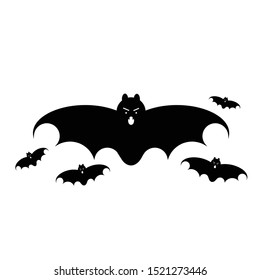 Halloween cartoon bats with angry face