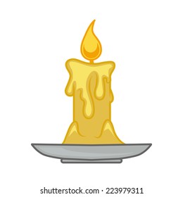 Halloween cartoon candle isolated on white. Bright colorful design element. Eps 10 vector illustration.