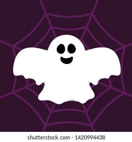 Halloween cartoon card. Scary character. Funny Ghost. ghost illustration