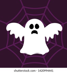 Halloween cartoon card. Scary character. Funny Ghost. ghost illustration