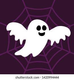 Halloween cartoon card. Scary character. Funny Ghost. ghost illustration