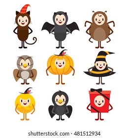 Halloween Cartoon Character Design Set, Mystery, Holiday, Trick or Treat, Culture, Disguise, October, Character, Fantasy, Night Party