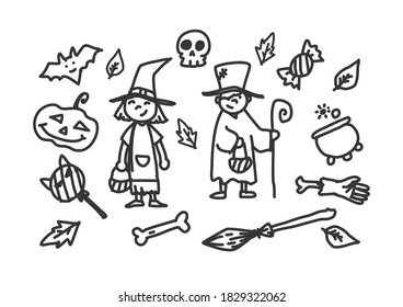 Halloween cartoon character drawing icon as vector.