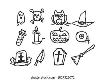 Halloween cartoon character drawing icon as vector.