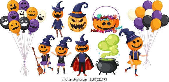 Caricatura de Halloween y elementos ilustran