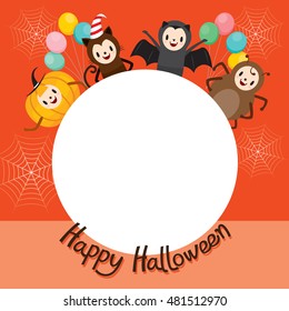 Halloween Cartoon Character On Circle Frame, Mystery, Holiday, Trick or Treat, Culture, Disguise, October, Character, Fantasy, Night Party