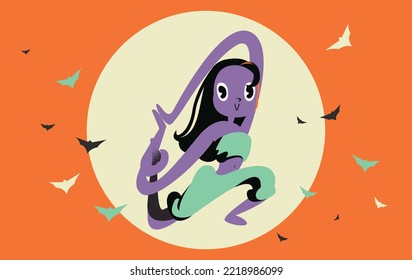 Halloween cartoon character party Mae Nak ghost evil in vector art