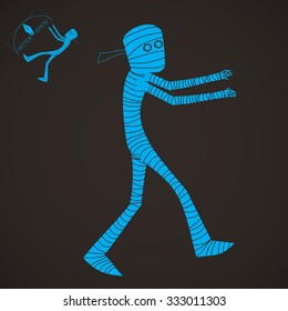 Halloween cartoon character set mummy vector illustration