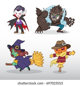 Halloween Cartoon Characters Illustration