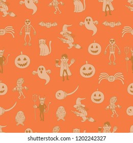 Halloween cartoon characters, simple, cute