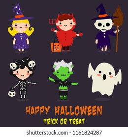 Halloween cartoon characters vector 