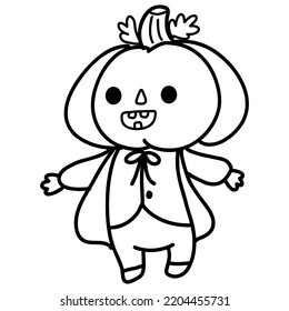 Halloween cartoon cute  bear  pumpkins outline illustration for coloring page 