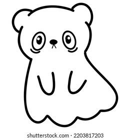 Halloween cartoon cute spooky bear  outline illustration for coloring page 