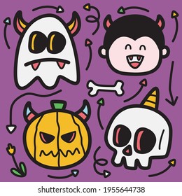 halloween cartoon doodle design hand drawn