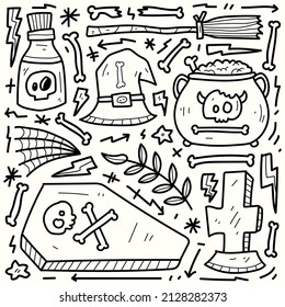 halloween cartoon doodle illustration design for coloring, backgrounds, stickers, logos, symbol, icons and more
