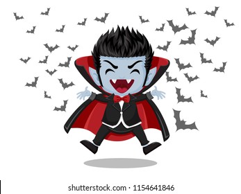 Cute Cartoon Vampire Dracula Vector Illustration Stock Vector