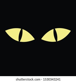 Halloween cartoon evil cat eyes in the dark