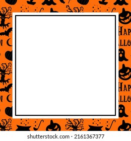 halloween cartoon frame vector for flayer, blank, price or social media, mock up or greeting card, party invitation