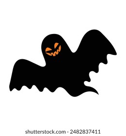 Halloween cartoon ghost isolated on white background.