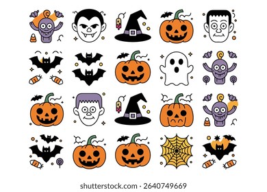 Halloween Cartoon Graphics icons set