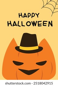 Tarjeta de felicitación de dibujos animados de Halloween para el festival. Truco o trato para celebración y festival