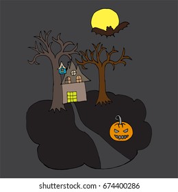 Halloween cartoon hand drawn vector