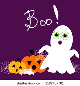 Halloween cartoon icon on purple background