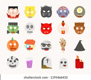 Halloween Cartoon Icons Set