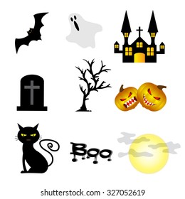 Halloween Cartoon Icons Set vector illustration.