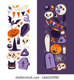 Halloween cartoon illustration, clip art icons for stickers