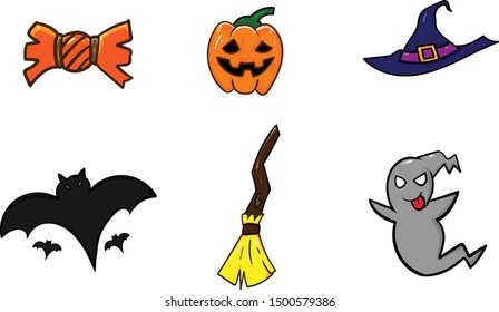 Halloween Cartoon Illustration Vector Set