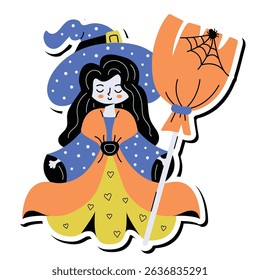 Halloween cartoon isolated vector sticker on the white background.