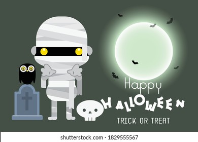 Halloween cartoon mummy character. Vector illustration