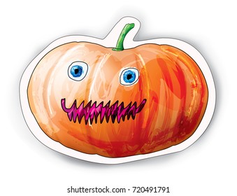 Halloween cartoon pumpkin character. Vector illustration