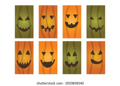 halloween cartoon pumpkin face social media post template.