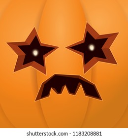 Halloween cartoon pumpkin with face . Vector cartoon Illustration of  Carved pumpkin into jack-o-lanterns for halloween banners and posters and layout.