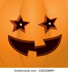 Halloween cartoon pumpkin with face . Vector cartoon Illustration of  Carved pumpkin into jack-o-lanterns for halloween banners and posters and layout.