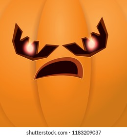 Halloween cartoon pumpkin with face . Vector cartoon Illustration of  Carved pumpkin into jack-o-lanterns for halloween banners and posters and layout.