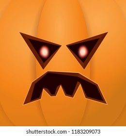 Halloween cartoon pumpkin with face . Vector cartoon Illustration of  Carved pumpkin into jack-o-lanterns for halloween banners and posters and layout.