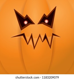 Halloween cartoon pumpkin with face . Vector cartoon Illustration of  Carved pumpkin into jack-o-lanterns for halloween banners and posters and layout.