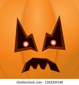 Halloween cartoon pumpkin with face . Vector cartoon Illustration of  Carved pumpkin into jack-o-lanterns for halloween banners and posters and layout.
