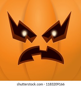 Halloween cartoon pumpkin with face . Vector cartoon Illustration of  Carved pumpkin into jack-o-lanterns for halloween banners and posters and layout.