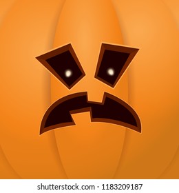 Halloween cartoon pumpkin with face . Vector cartoon Illustration of  Carved pumpkin into jack-o-lanterns for halloween banners and posters and layout.
